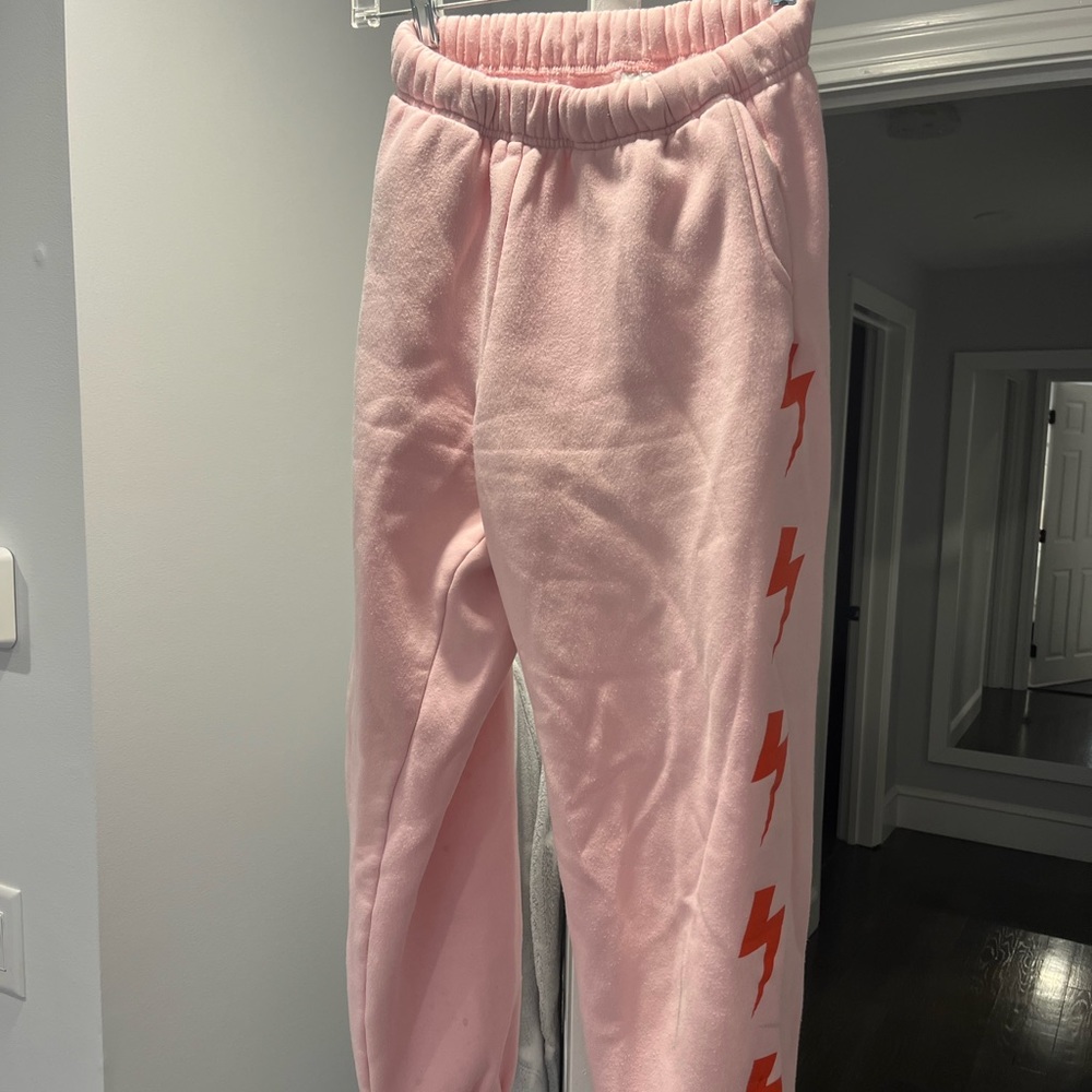 Size S pink lightning bolt Starfit sweatpants